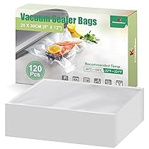 KitchenBoss Sacchetti Sottovuoto Alimenti 120 Buste 20×30 cm： Sacchetti Sottovuoto per Alimenti Goffrati per Conservazione, Buste Sottovuoto Alimenti Compatibili con Macchine per Sottovuoto, 175 µm