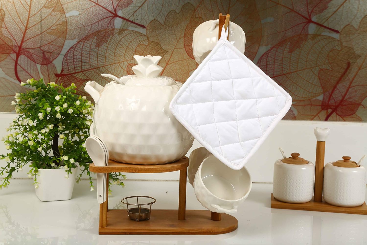 100% Cotton (Pack of 20) Pot Holder 7" x 7" Square, Solid White Color Everyday Quality Kitchen Cooking, Heat Resistance!! - Made by HM Covers