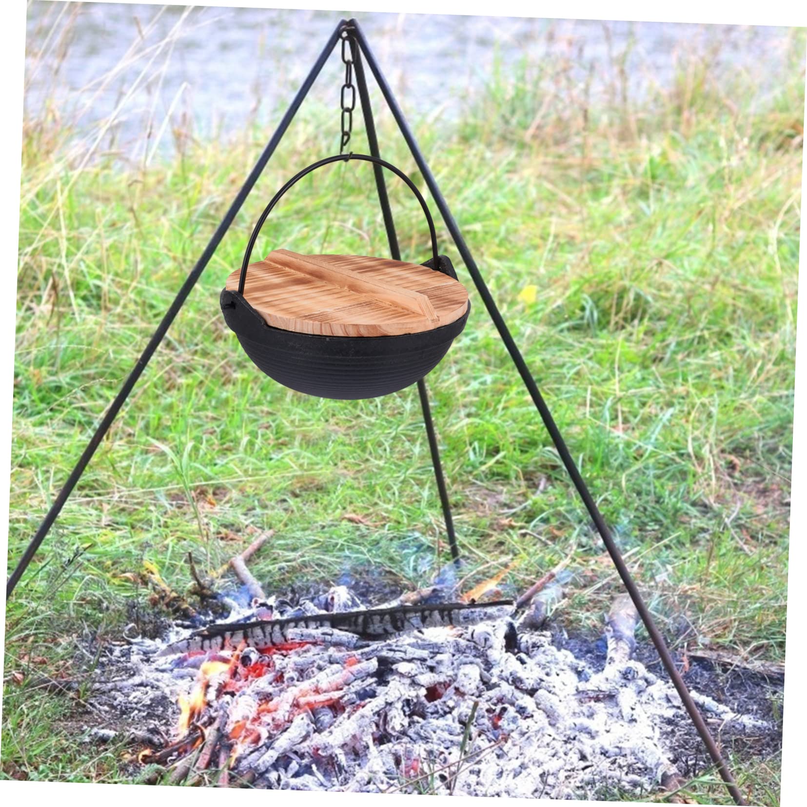 PRETYZOOM Japanese Shouxi Hanging Pot Camping Kitchenware Hiking Cookware Picnic Cookware Outdoor Cooking Pot