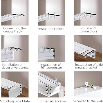 Wall Mount Double Tracks And Curtain Pelmet,Three-in-one Room Dividers Set For Windows, Curtain Boxes Valance Rod(Size:11.5FT/350CM)