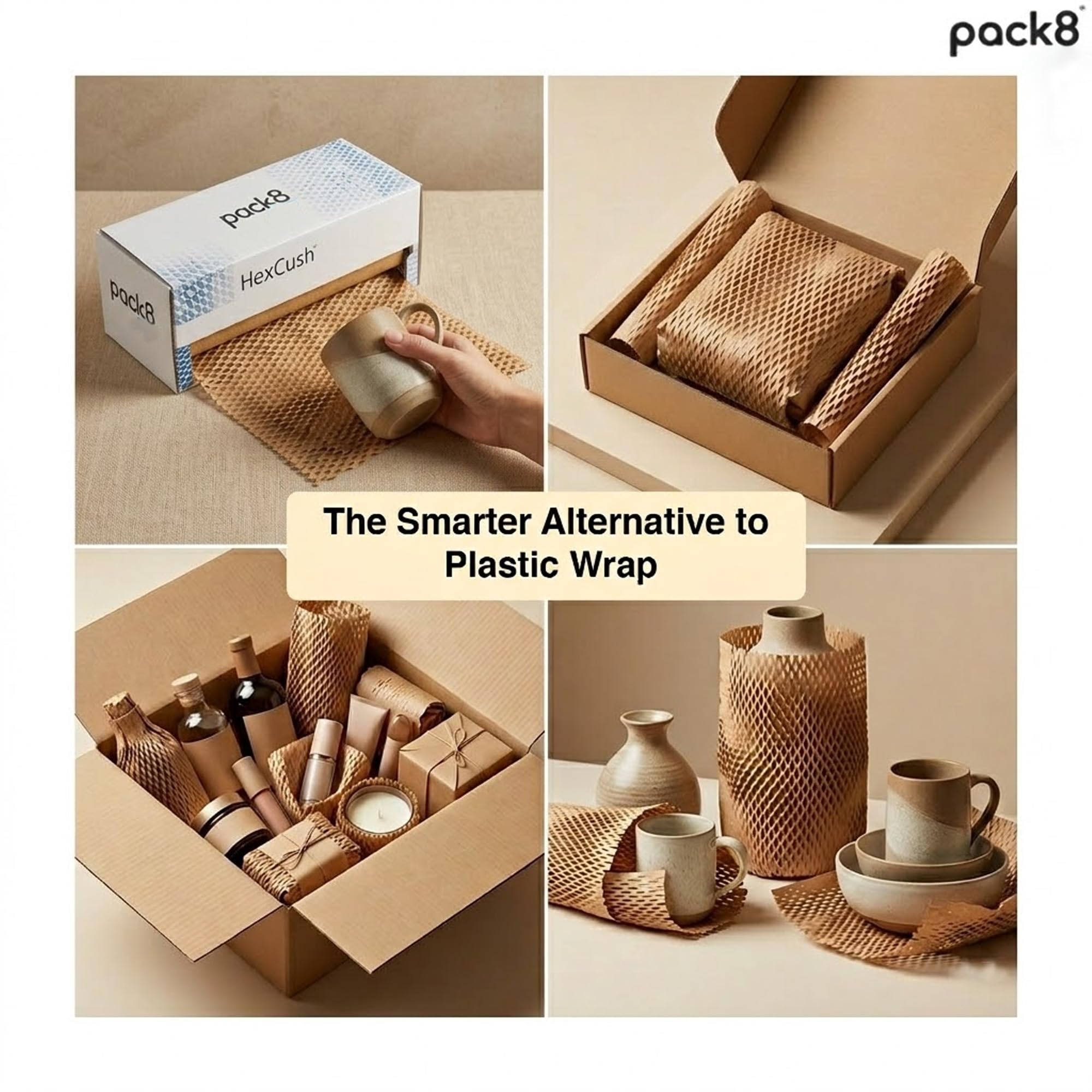 Rotolo di carta a nido d'ape con distributore da 15 pollici x 100 m, imbottitura in pluriball di carta marrone ecologica per oggetti fragili, imballaggio, spedizione, regalo, marrone