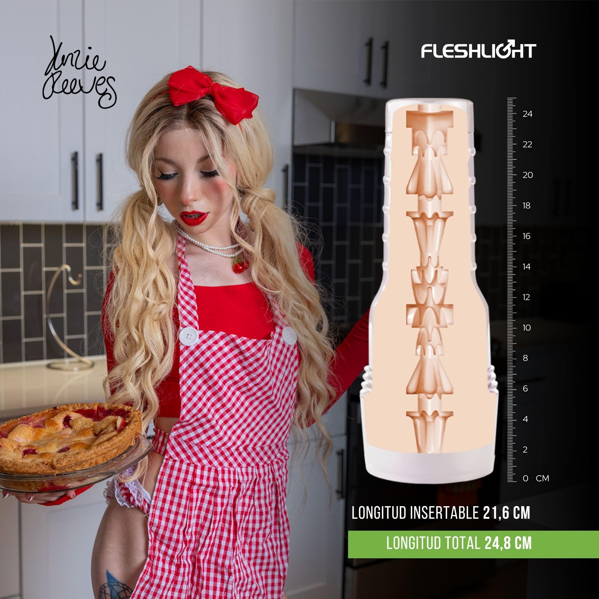 Fleshlight Kenzie Reeves Masturbador Masculino Real Textura Creampuff Sensación Extrema Diseño Interior Estrecho con Protuberancias