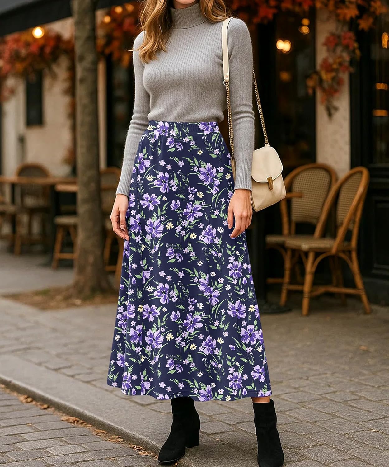 Long Skirts for Women Flowy Elastic High Waist Midi A-line Skirt for 2026 Casual Boho Trendy - Image 4