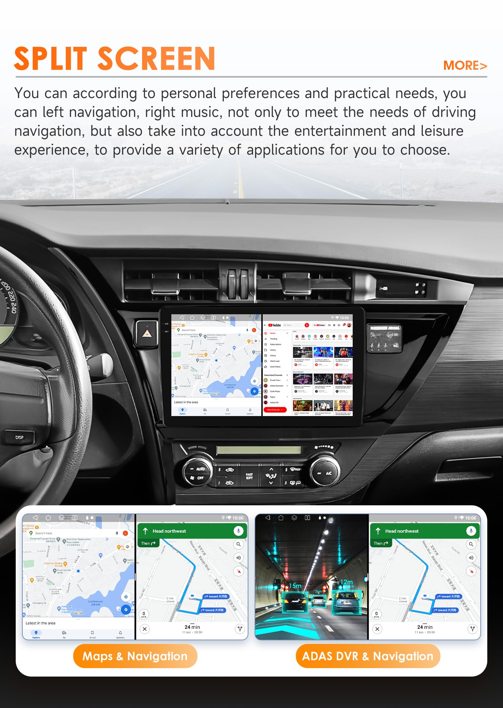Android 14 Autoradio für Toyota Corolla Auris 2013-2016, 10,1 Zoll QLED-Touchscreen mit kabellosem CarPlay Android Auto, 8-Kern 4+32GB Car Radio mit GPS-Navi, SWC, BT 5.4, WiFi, 4G, FM/RDS, DSP