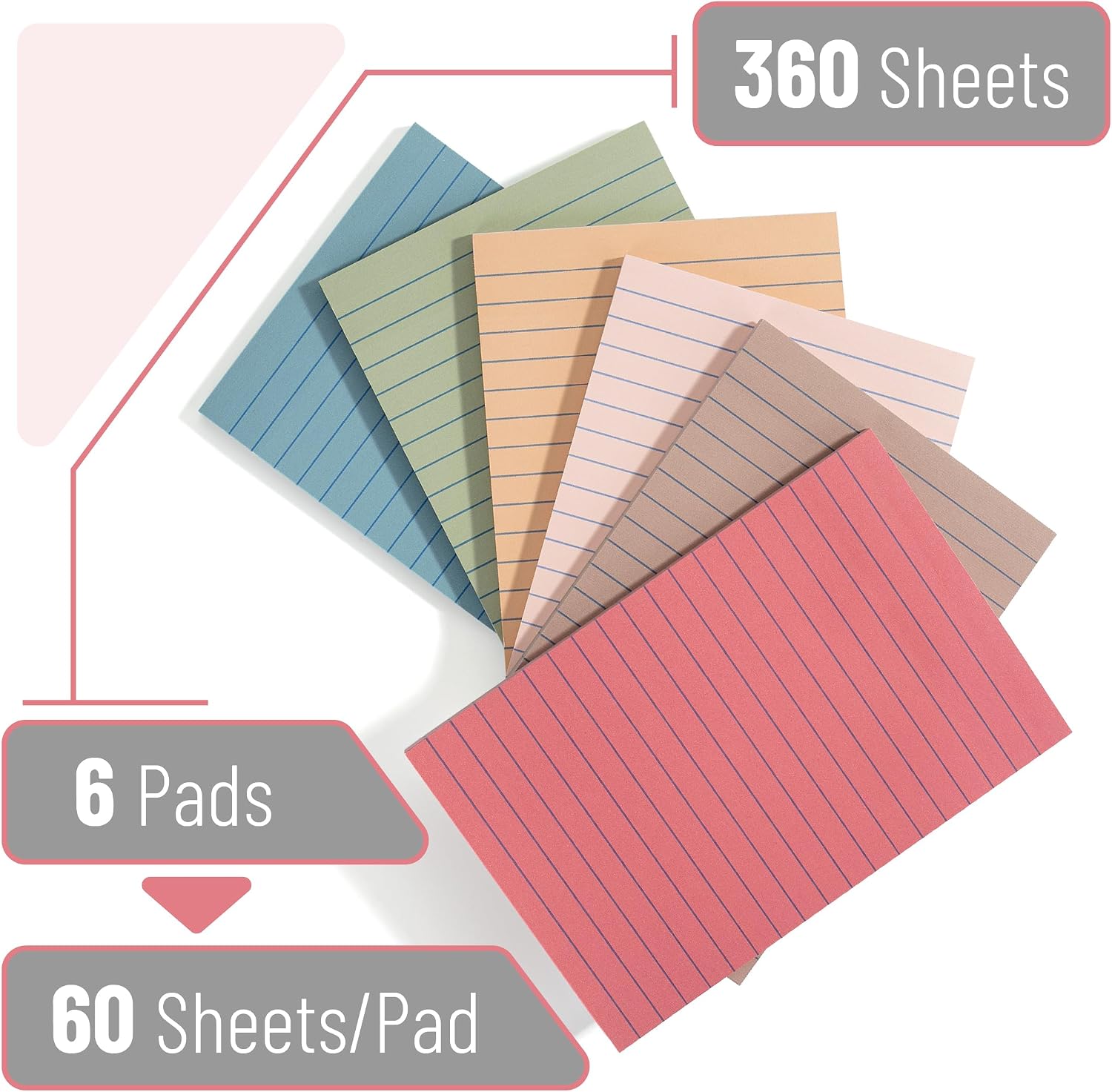 Mr. Pen- Lined Sticky Notes, 4" x 6", 6 Pads, 45 Sheets/Pad image 2