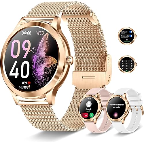 Smart Watches for Women, 1.32"HD Fitness Tracker, 24/7 Heart Rate/Sleep Tracking, 120+ Sport Modes, IP68 Waterproof, Smartwatch supports Bluetooth calls/messages, Compatible iPhone&Android, 3 Bands