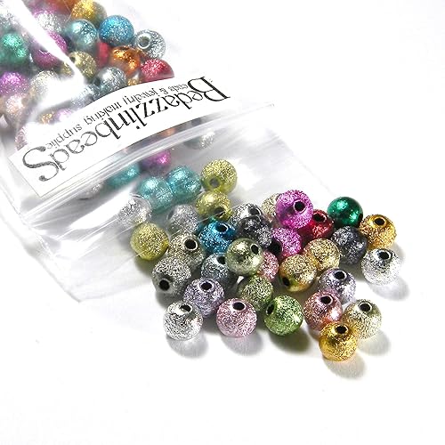 Miniatura 2 de 100 cuentas redondas de plástico de colores surtidos con textura acrílica metálica de Stardust (0.236in)