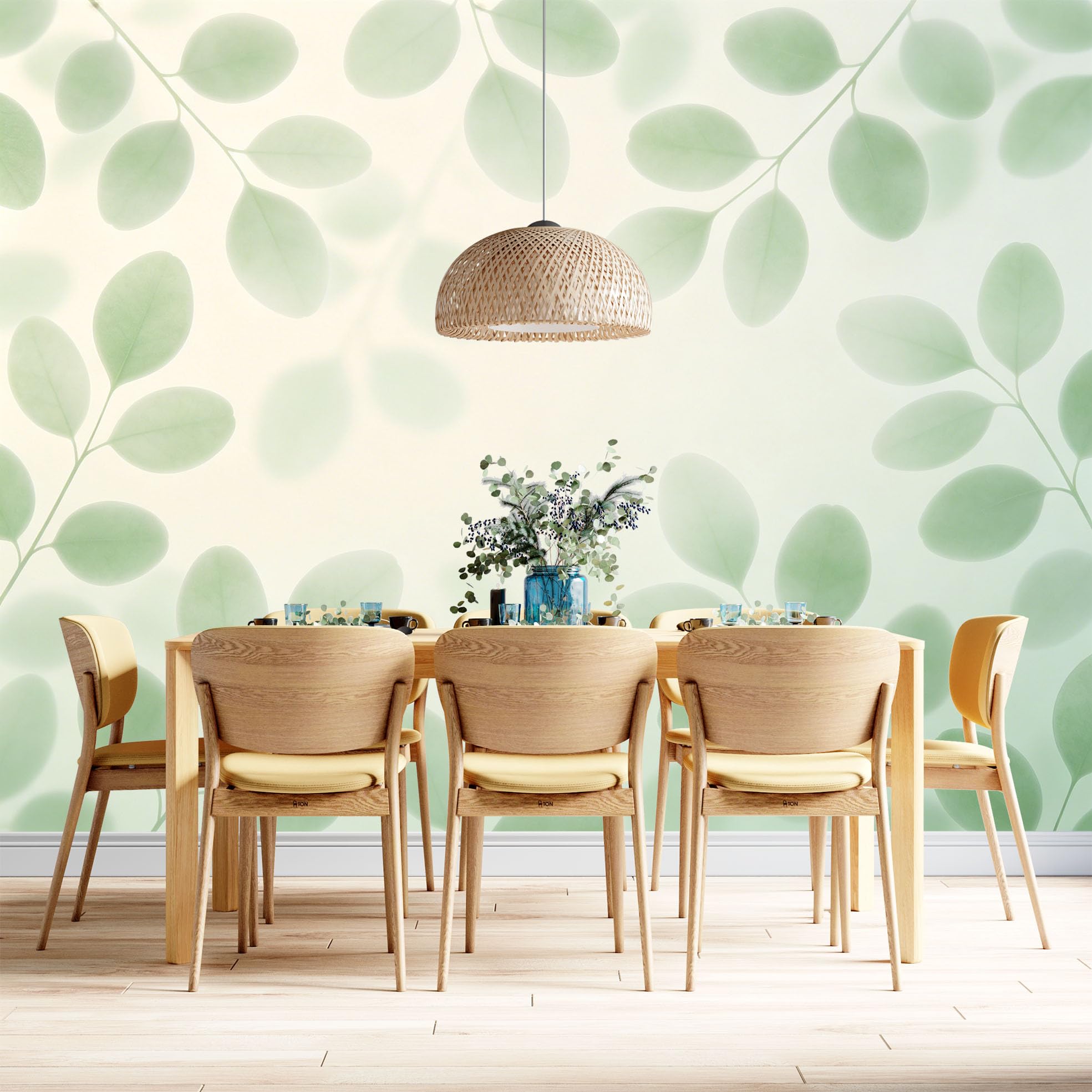 Art mural moderne forêt beige chaud pour salon cocooning