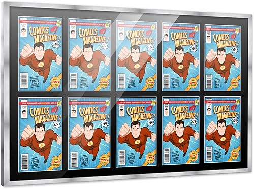 Miniatura 259 de Poster Palooza Marco de cómic con paspartú para 4 cómics de la era actual publicado después de 1985, marco de cómic negro para cómics de 6.875 x