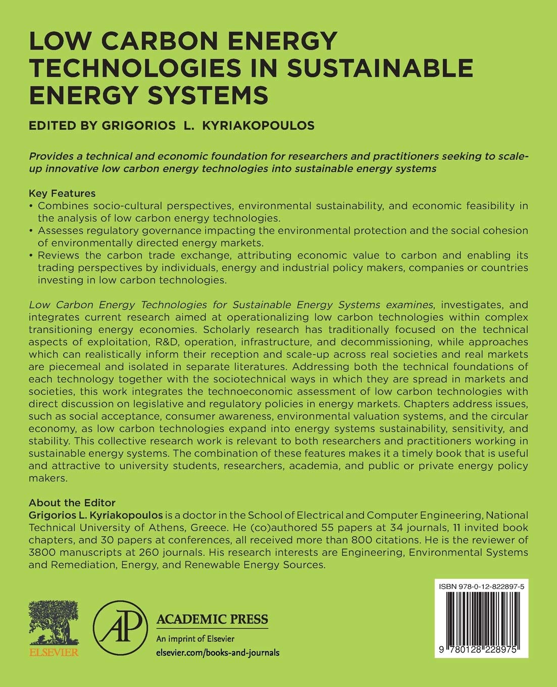 Low Carbon Energy Technologies in Sustainable Energy Systems