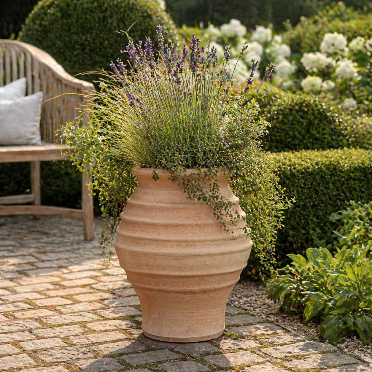 Palatina Werkstatt winterfeste Terracotta Amphore 40cm für Garten und Haus- 100% handgefertigte Unikate, Agave 40 cm