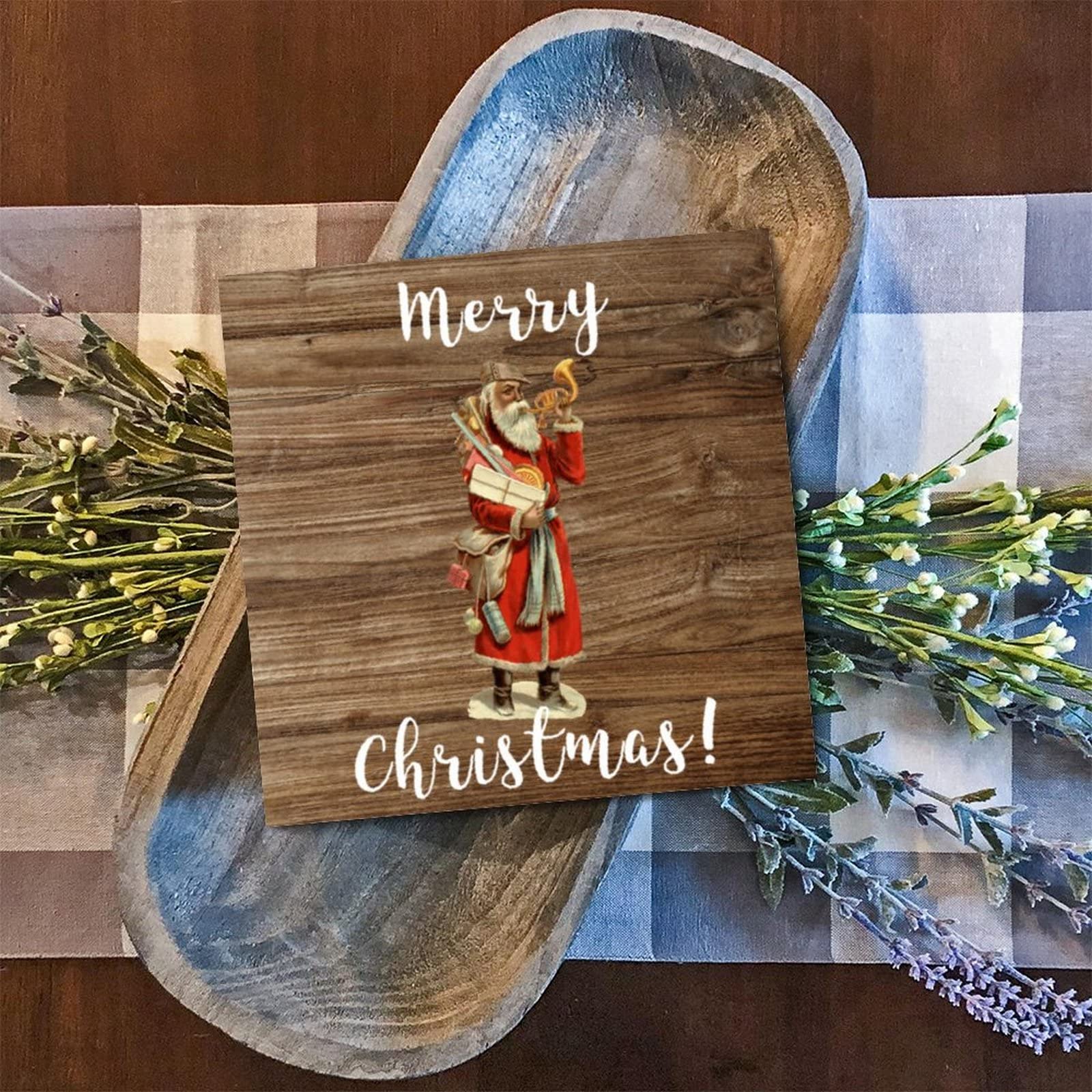 Panneau en bois Merry Christmas déco murale cuisine et salon 30cm