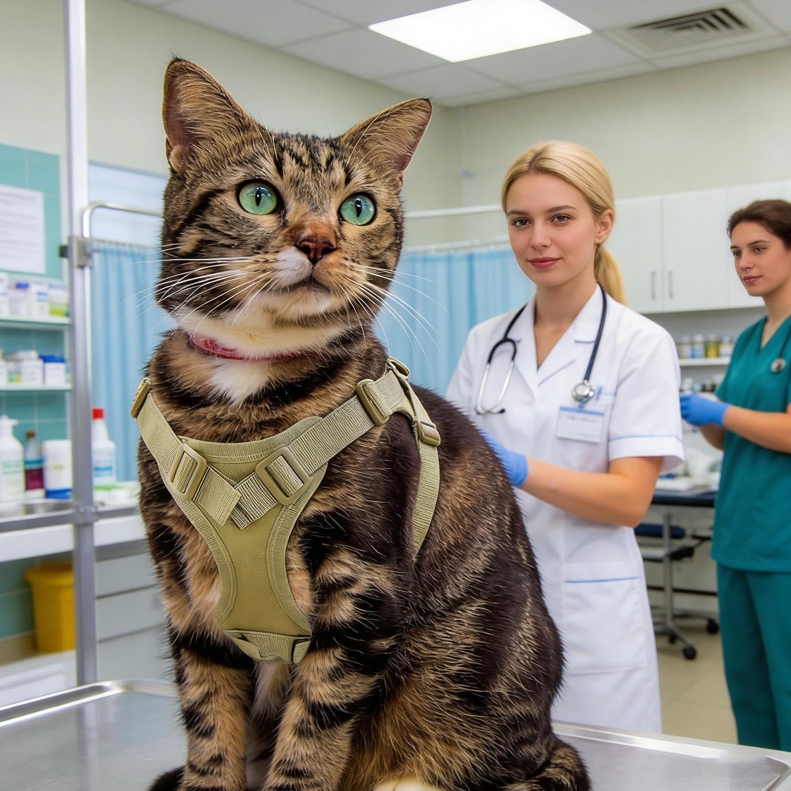 Pettorina Gatto Regolabile con Guinzaglio per Passeggiate Esterno Antifuga