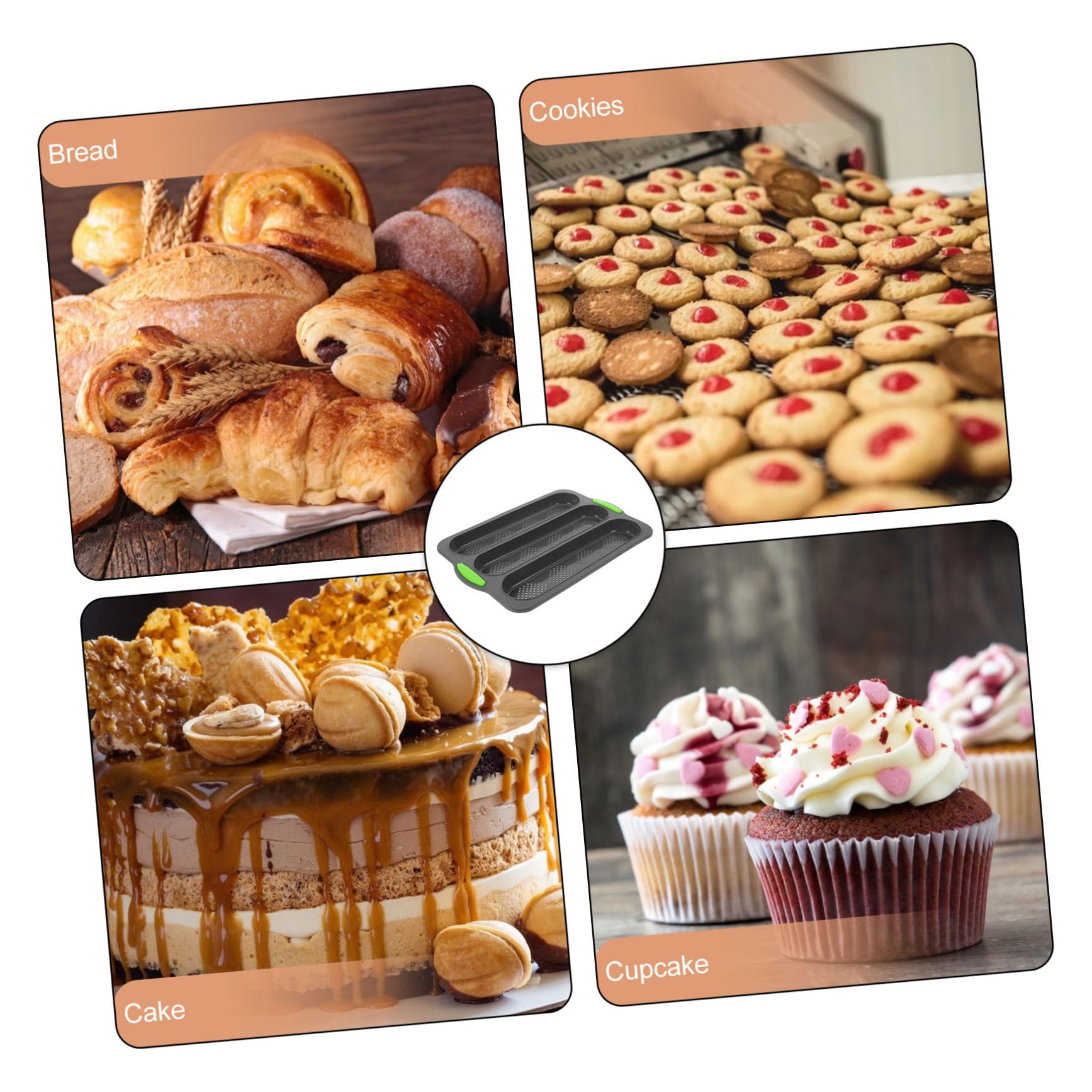 MUCKLILY Diy Baking Mould Silicone Bread Mould Bread Rolls Mold French Loaf Baking Easy Release