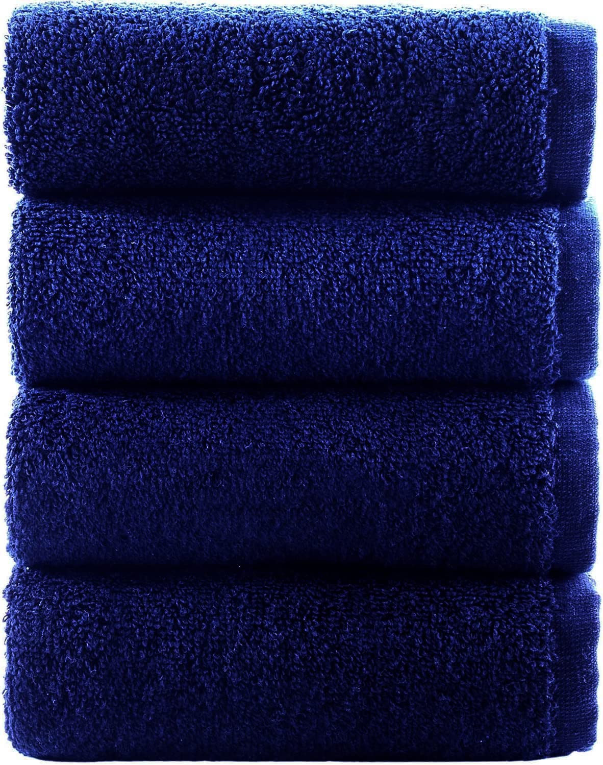 Towelbay Navy Blue 4 X Face Cloths -500 Gsm- Premium Egyptian Cotton Flannel Wash Cloth Fingertip Towel Set For Gym, Spa (, Cotton)