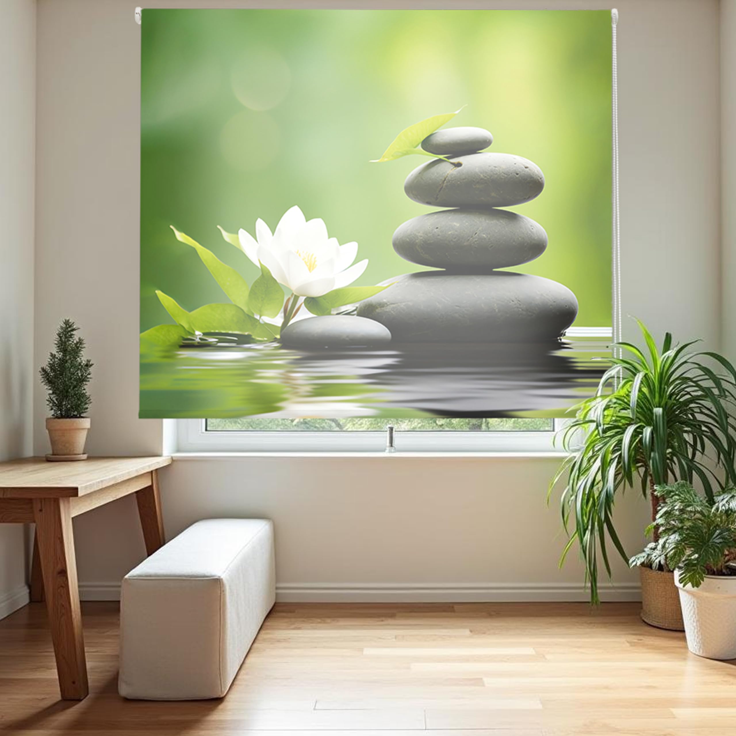 Blindecor Digital | Translucent Printed Roller Blind | Zen Family | Model Z-Pond | 150 x 180 cm (W x H) Fabric Size 146 x 175 cm | Window Blinds