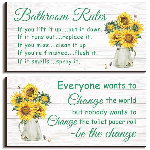 Jetec 2 Pieces Funny Bathroom Signs Bathroom Wall Decor Toilet
