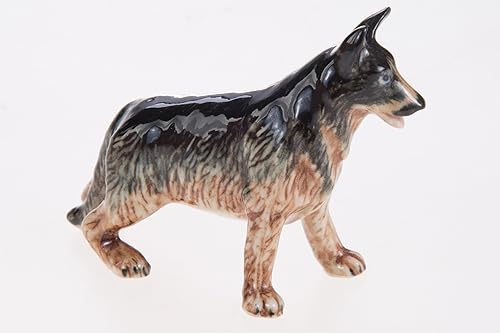 Miniatura 2 de Pequeña figura de perro pastor alemán de pie marrón y negro de 3 pulgadas de largo, hecha a mano en miniatura, hecha a mano, de cerámica, perros