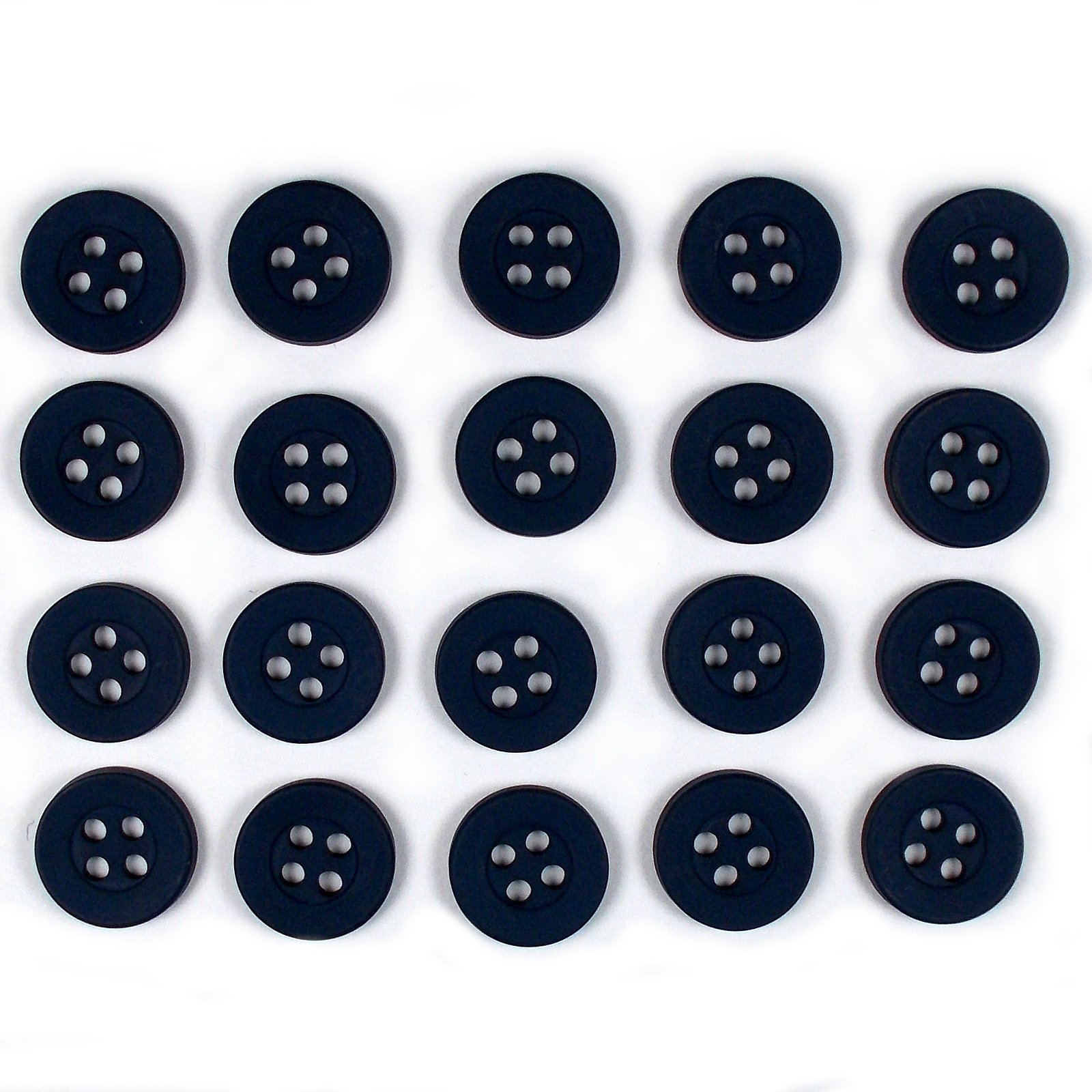 Push The Button Dark Blue Colour 4 Hole Round Shirt Buttons 10Mm Wide Pack Of 20 (Dark Blue)
