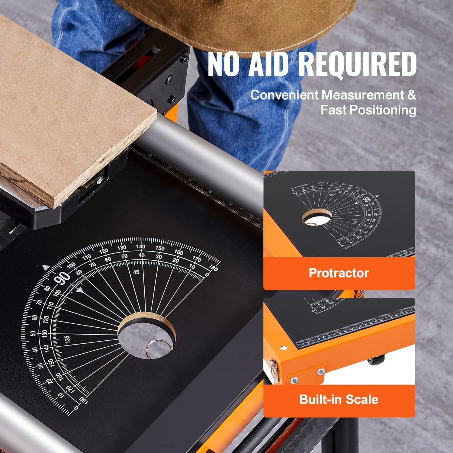 Built-in Protractor and Scale on Miter Saw Stand