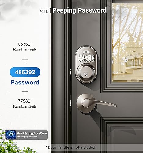 Miniatura 3 de Veise Cerradura de puerta de entrada sin llave, cerrojo de teclado electrónico, entrada con llave, cerradura automática, contraseña antimirada,