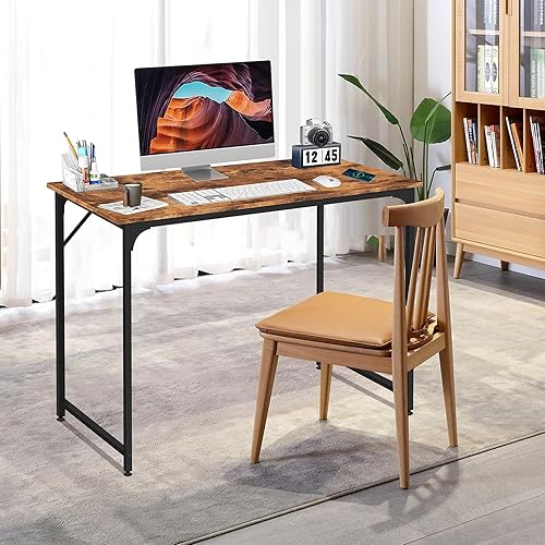 Miniatura 41 de YRLLENSDAN Escritorio grande de madera, escritorio para juegos de 48 pulgadas, escritorio moderno para escritura, estación de trabajo, mesa de