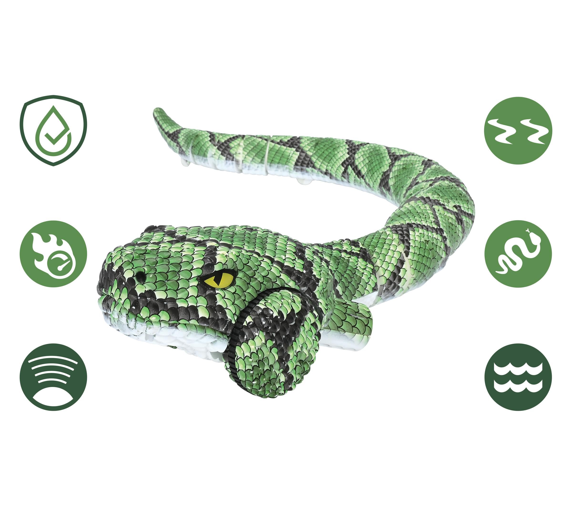Lexibook, Power Python RC, Funkgesteuerte Pythonschlange, Fortbewegung an Land und im Wasser mit 5 km/h, Land- und Wassermodus, wasserdicht, ausziehbar auf 75 cm, grün, SNAKE01LXB