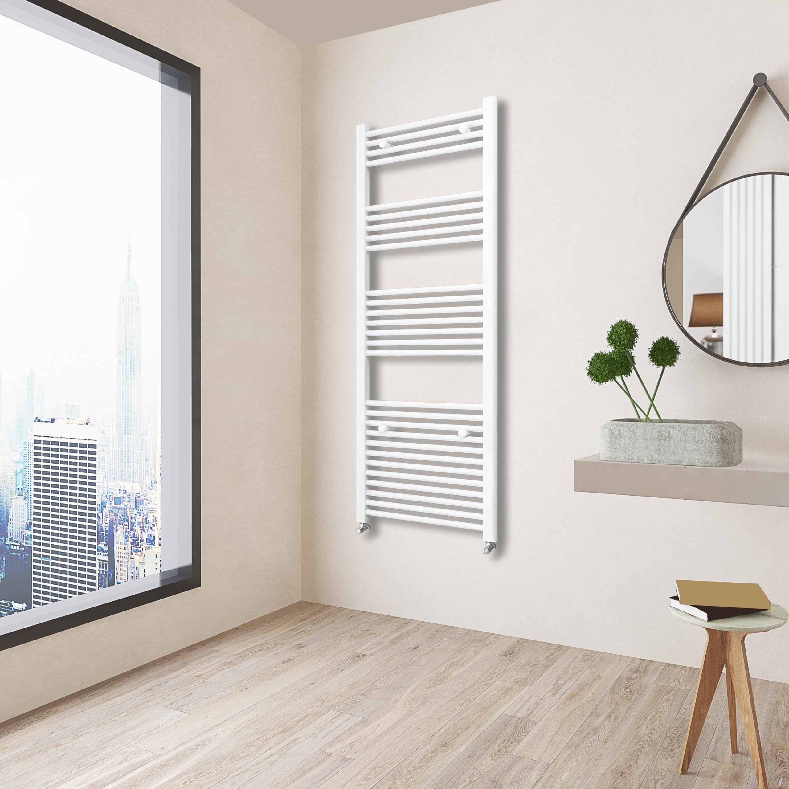 Huibathroom White 1600X500mm Heated Towel Rail Radiator Straight Ladder Warmer Radiator