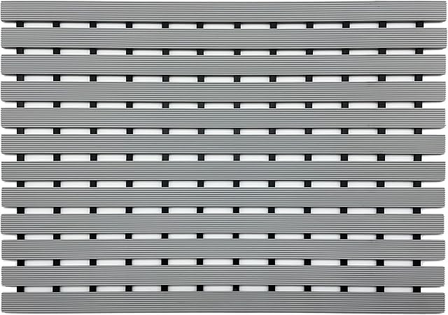 Nicoman Shower Drying Mat Non-Slip Bath Drainage Matt Slatted Duckboard Design| GREY - (61x43cm / 24x17 inches)