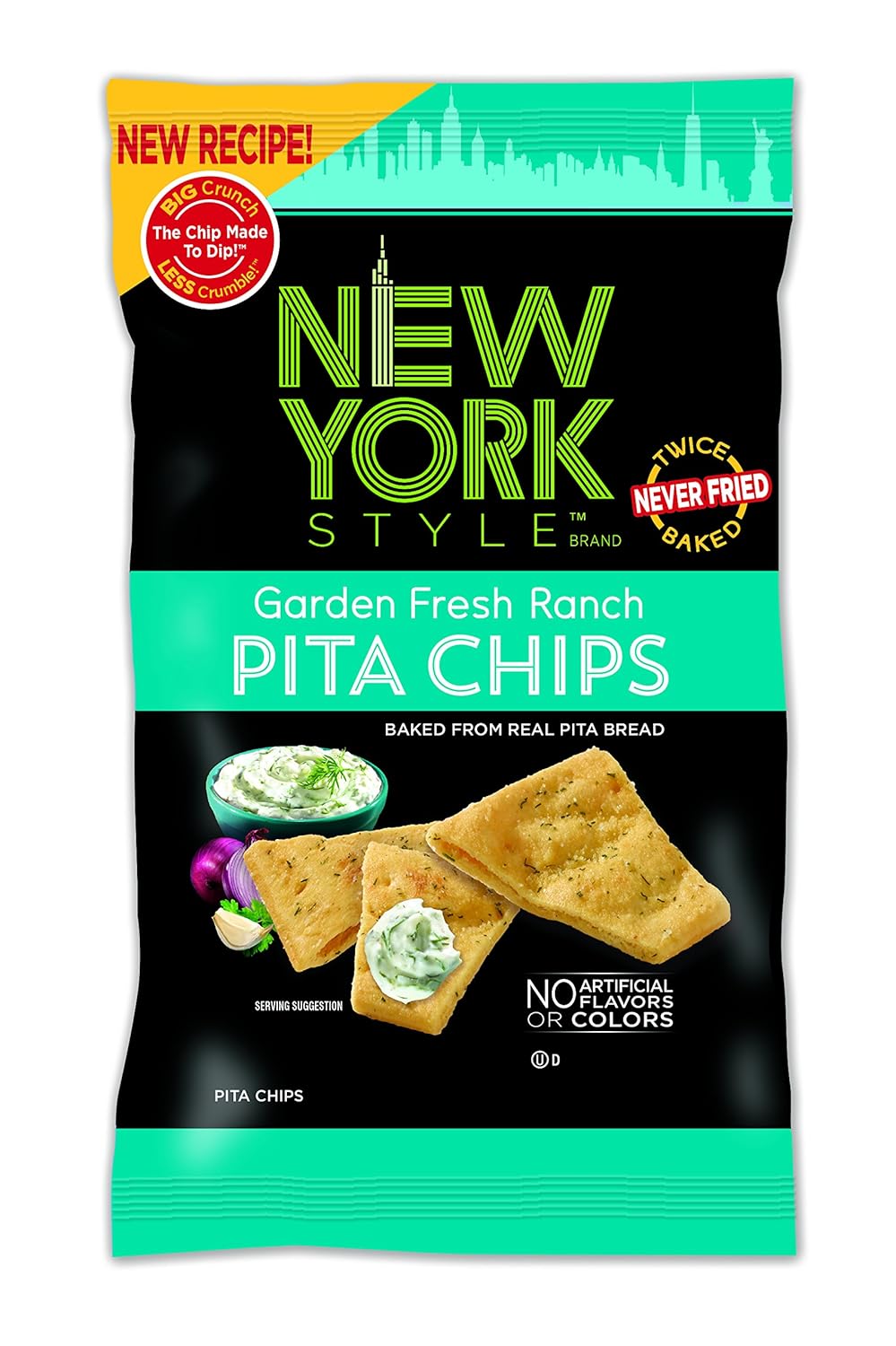 New York Style Pita Chips, Parmesan Garlic + Herb, 8 Ounce (Pack of 12)