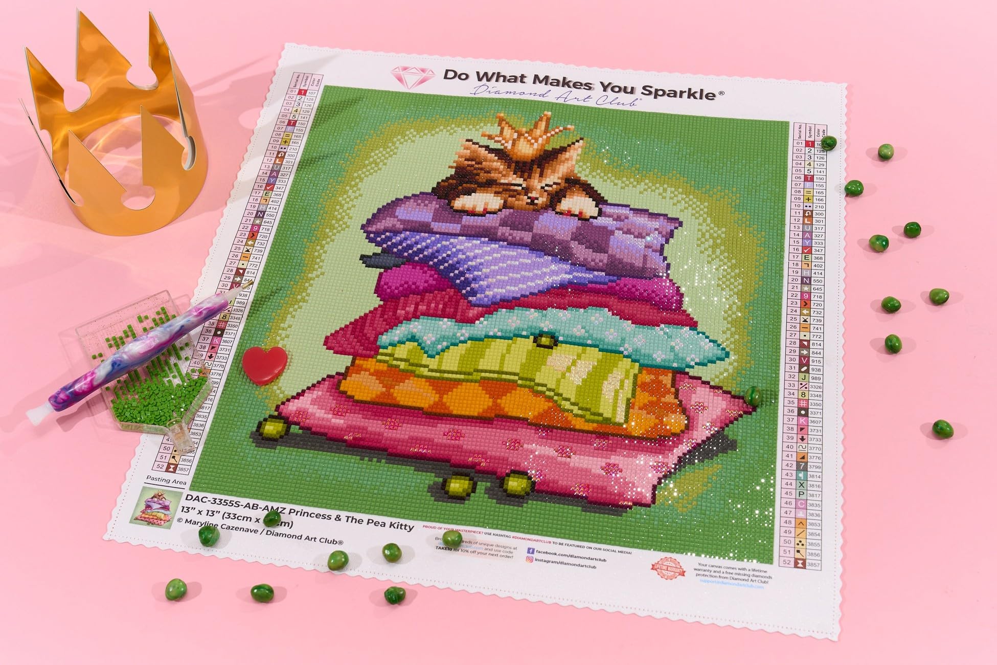 Amazon.com: DIAMOND ART CLUB Princess and the Pea Kitty Diamond