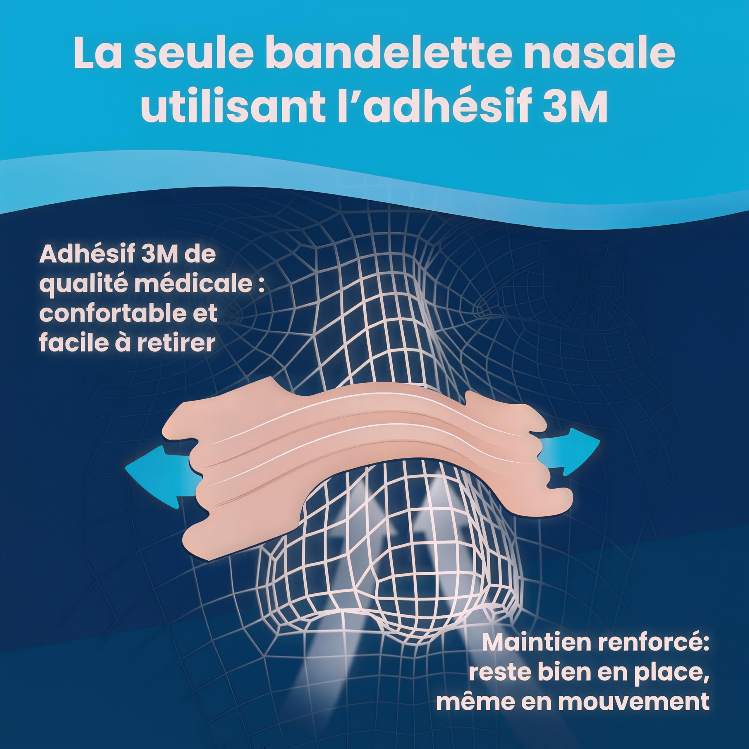 Breathe Right Original - Bandelette nasale - Taille Large - Sommeil : aide à réduire les ronflements - Rhume, allergies, sport : vous aide à mieux respirer - couleur peau, 30 pièces