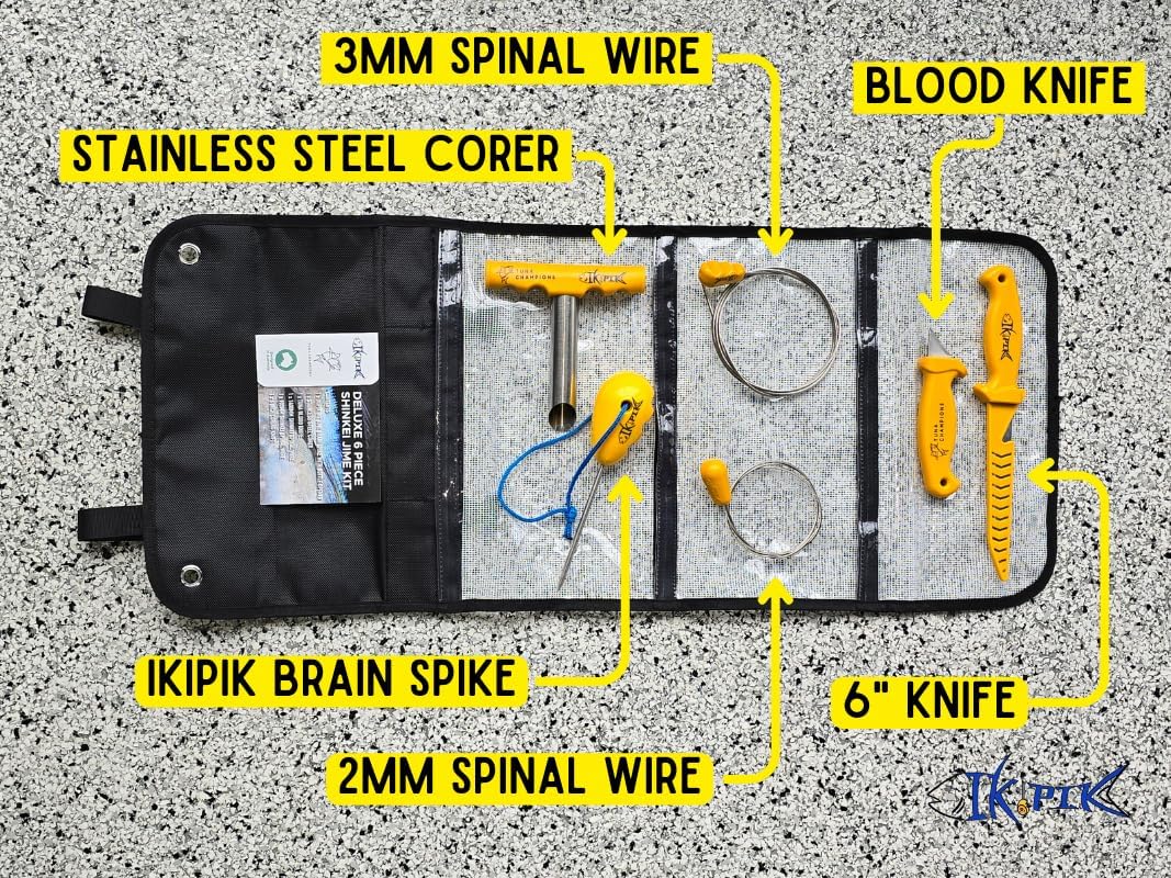 Ikejime Fish Spike Stainless Steel Spike Kit with Protective BPA-Free Cover. Iki Jime Spike Plastic Grip & Bottle Opener Ultimate Ikijime & Shinkei Jime – 6 Piece Set