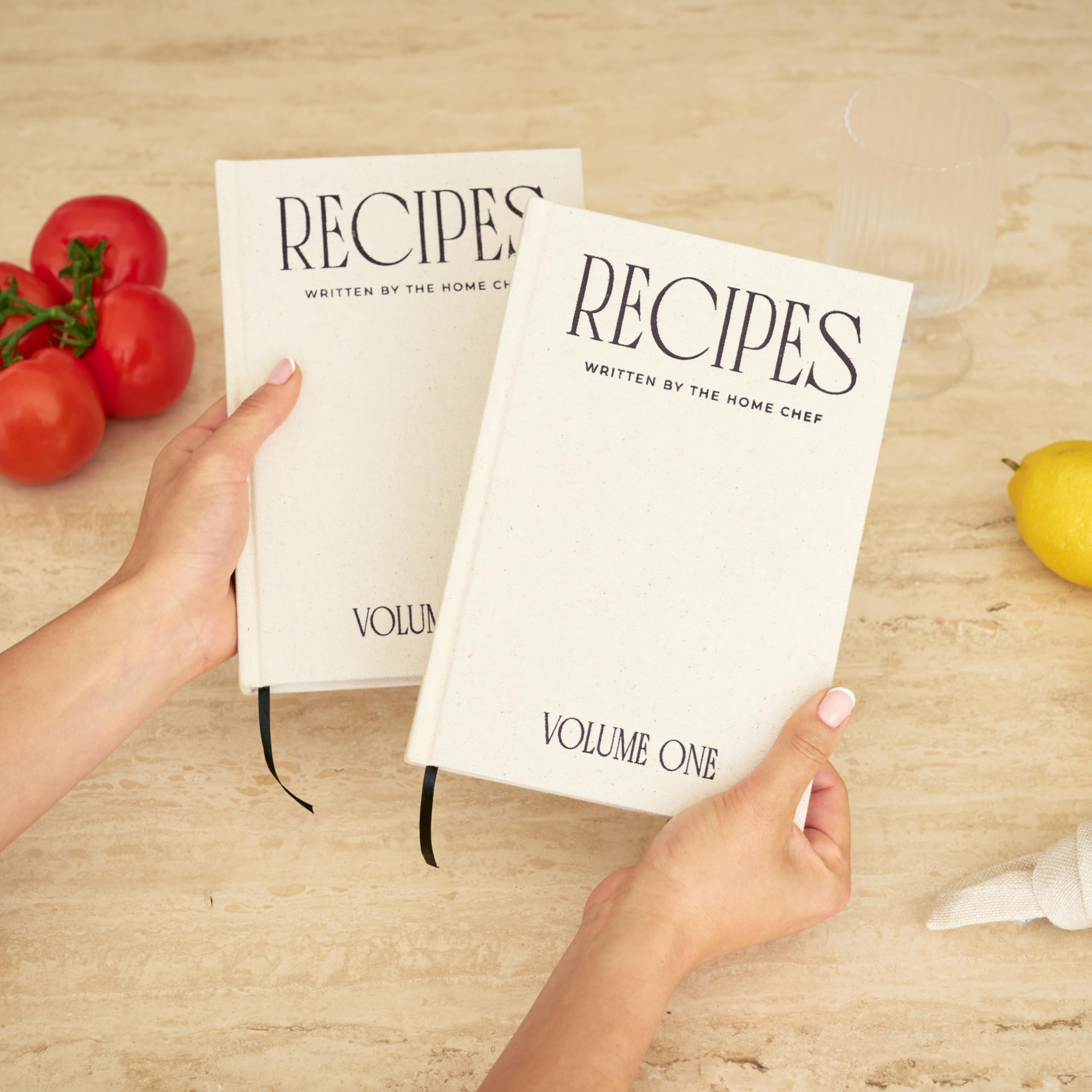 Moncur Home Juego de 2 libros de recetas en blanco para escribir en tus propias recetas, caja de recetas de lino beige, hojas adhesivas, cuaderno de recetas, libro de cocina, diario de recetas,