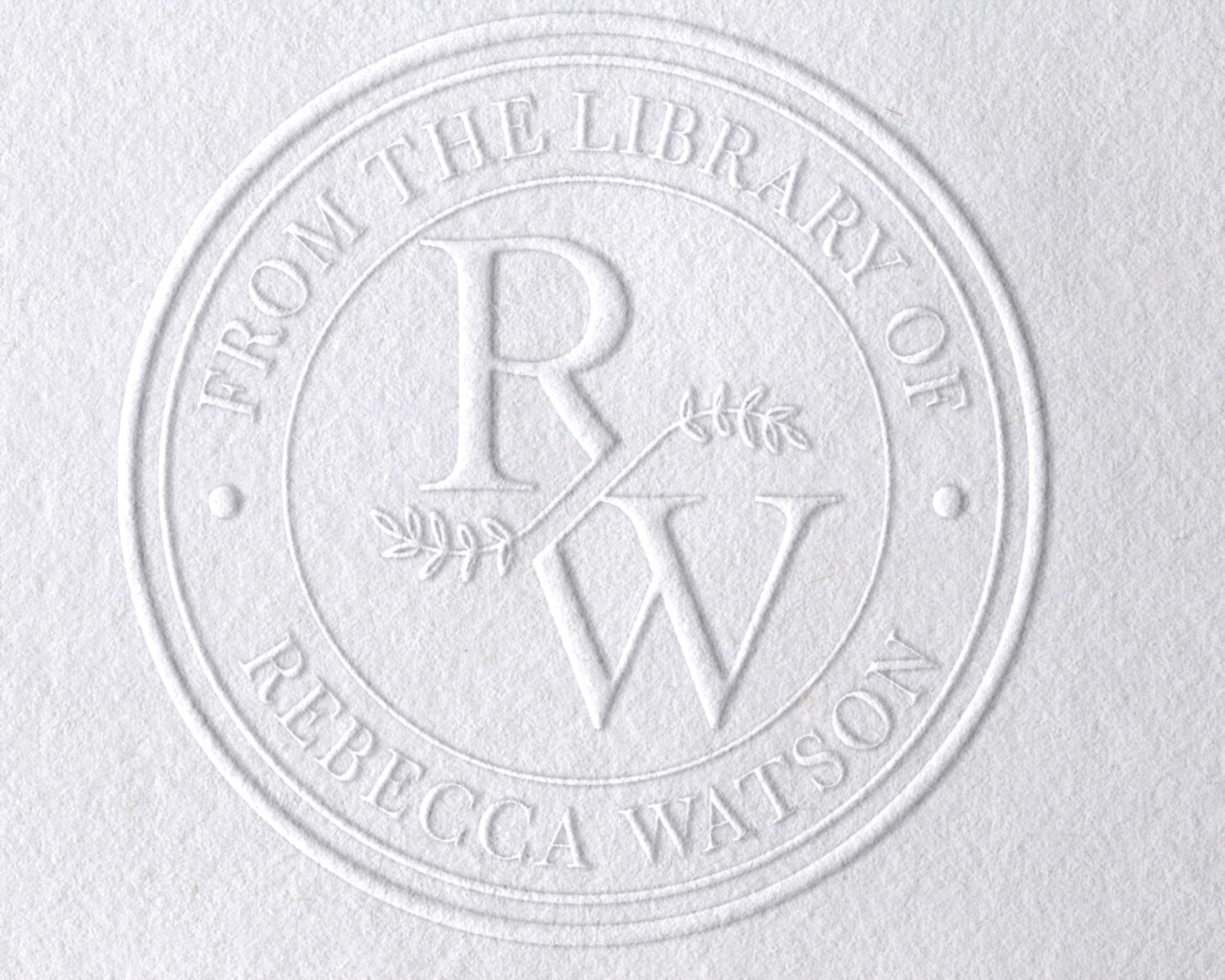 Library Book Embosser Seal Stamp Personalized Customized 1 x 5/8" (Fern)