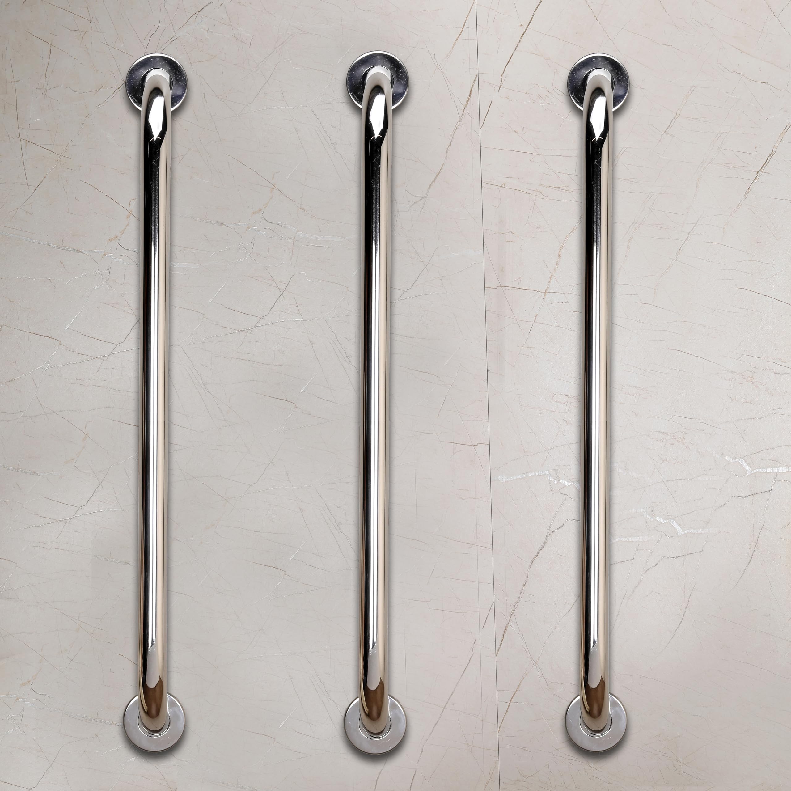 fortune 24 inch stainless steel wall mounted grab bar, towel bar, bathtub rails, safety hand support balance handle bars, bathroom accessories for home, hotel- chrome finish (24 inch, pack of 3)