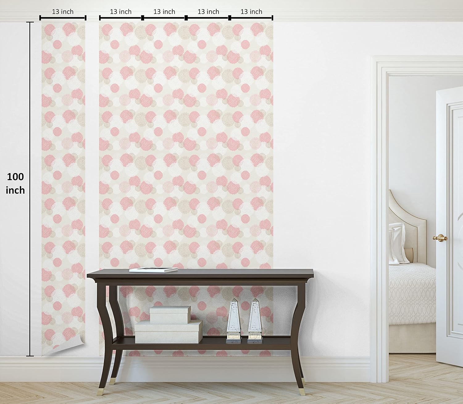 Ambesonne Pastel Peel & Stick Wallpaper for Home, Soft Toned Spring Floral Motif with Peony Blossoms Petals Natural Image, Self-Adhesive Living Room Kitchen Accent, 13" x 100", Brown Pale Pink White