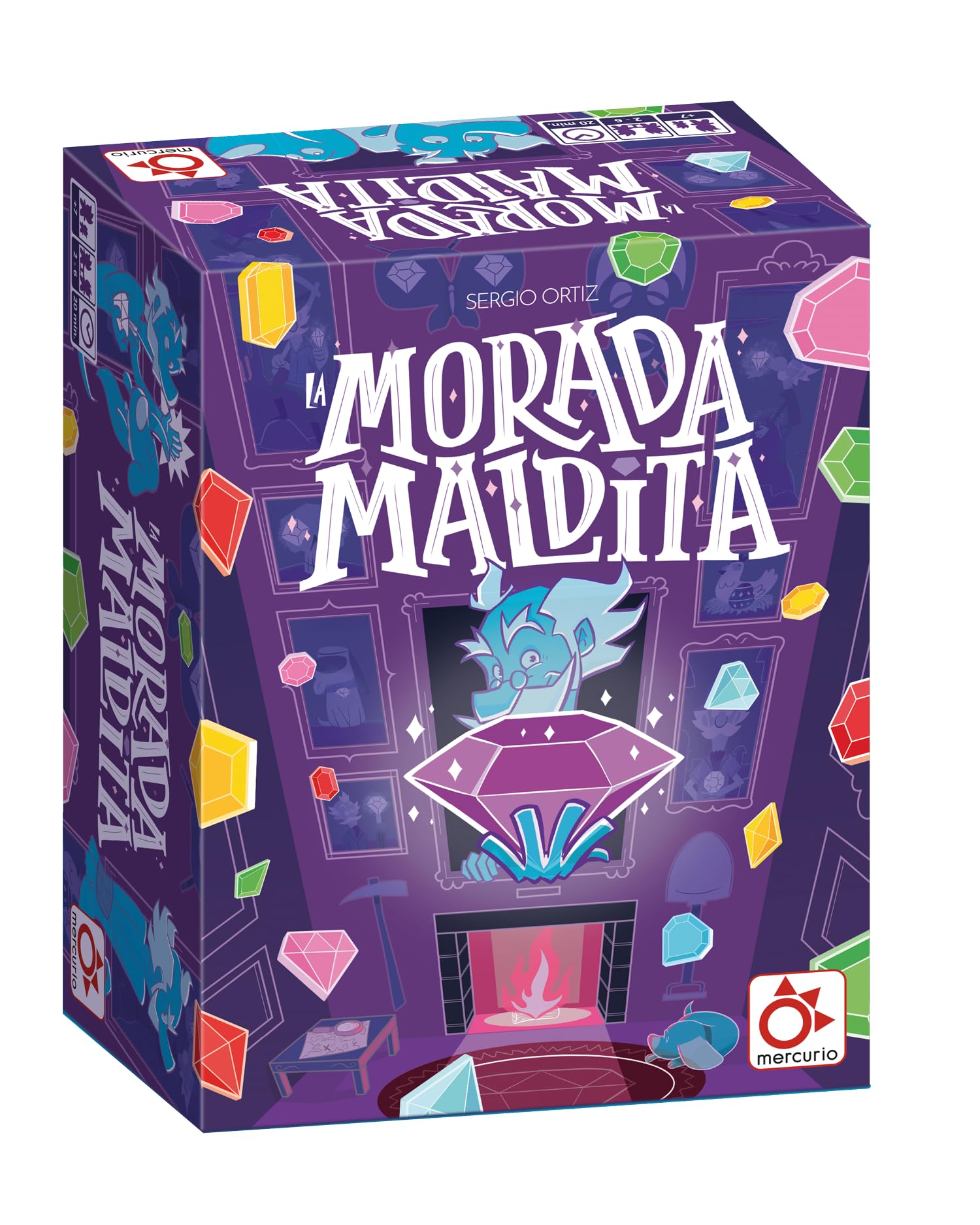 Mercury - La Morada - Fast Action Board Game for 2-6 Players - Challenge of Visual Perception and Motor Skills - Includes Cards, Gems and 3D Gemstone - Suitable for Children