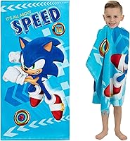 Franco Sonic the Hedgehog Recycled Beach Towel for Kids - Ready to Run Pattern, 58x28 Inches, Eco-Friendly & Soft
