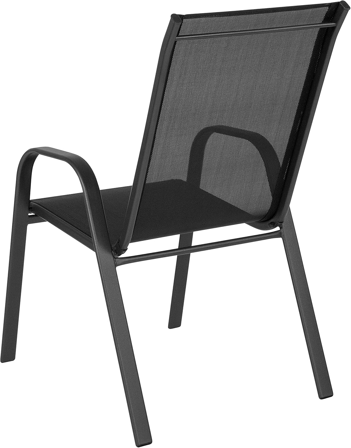 Flash Furniture 5 Pack Brazos Series Black Outdoor Stack Chair with Flex Comfort Material and Metal Frame