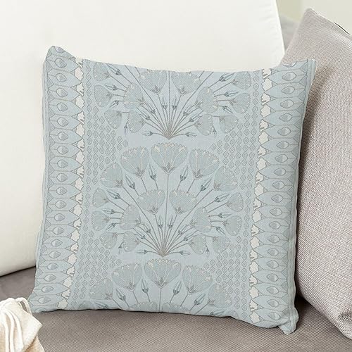 Miniatura 5 de ArogGeld Chinoiserie Chic - Funda de cojín con diseño de flores geométricas color azul, diseño de hojas de lirio, ginkgo biloba, con cremallera,