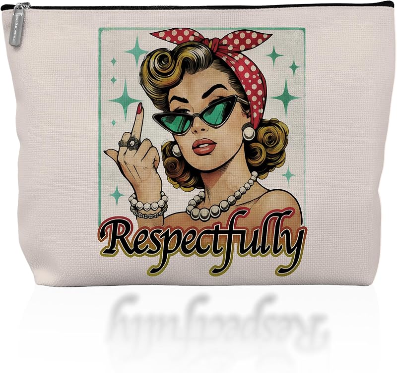 Necessaire de maquiagem Forest Charger Vintage com estampa Pin-Up e zíper