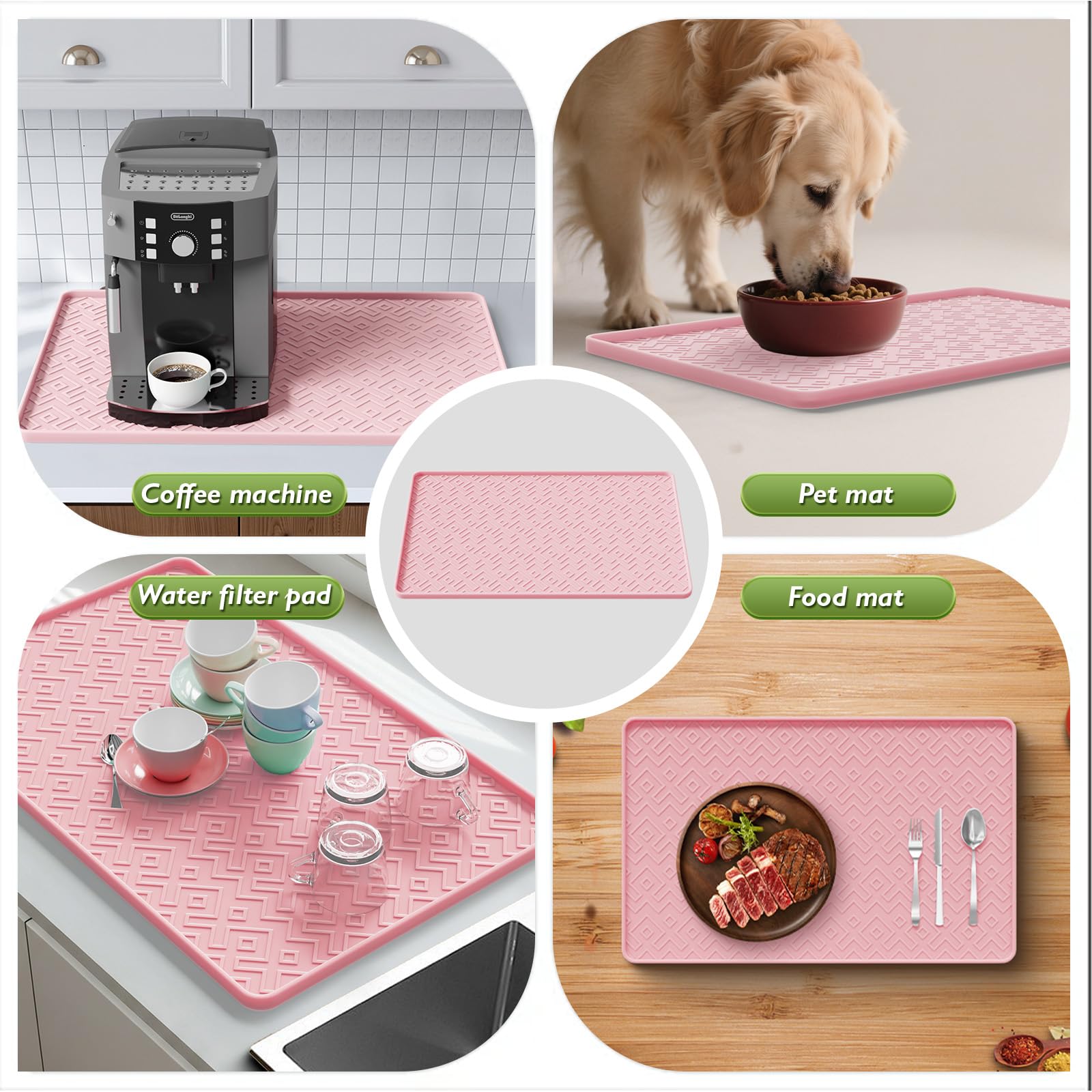 Silicone Coffee Mat 19" x 12", Waterproof Coffee Bar Mat, Spill-Proof Coffee Maker Mat for Kitchen Counter, Non-Slip Coffee Machine Mat, Durable Counter Protector — Amazon image 6