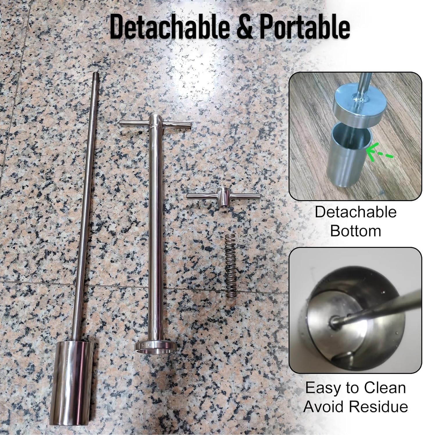 Stainless Steel Dipper Cup,Viscous Liquid Sampler Ladle for Laboratory Factory Pipeline Water Collecting,Drum Thief Sampler Easy Operation Sampling Probe Kit,200ml,1.5m(4.9ft)