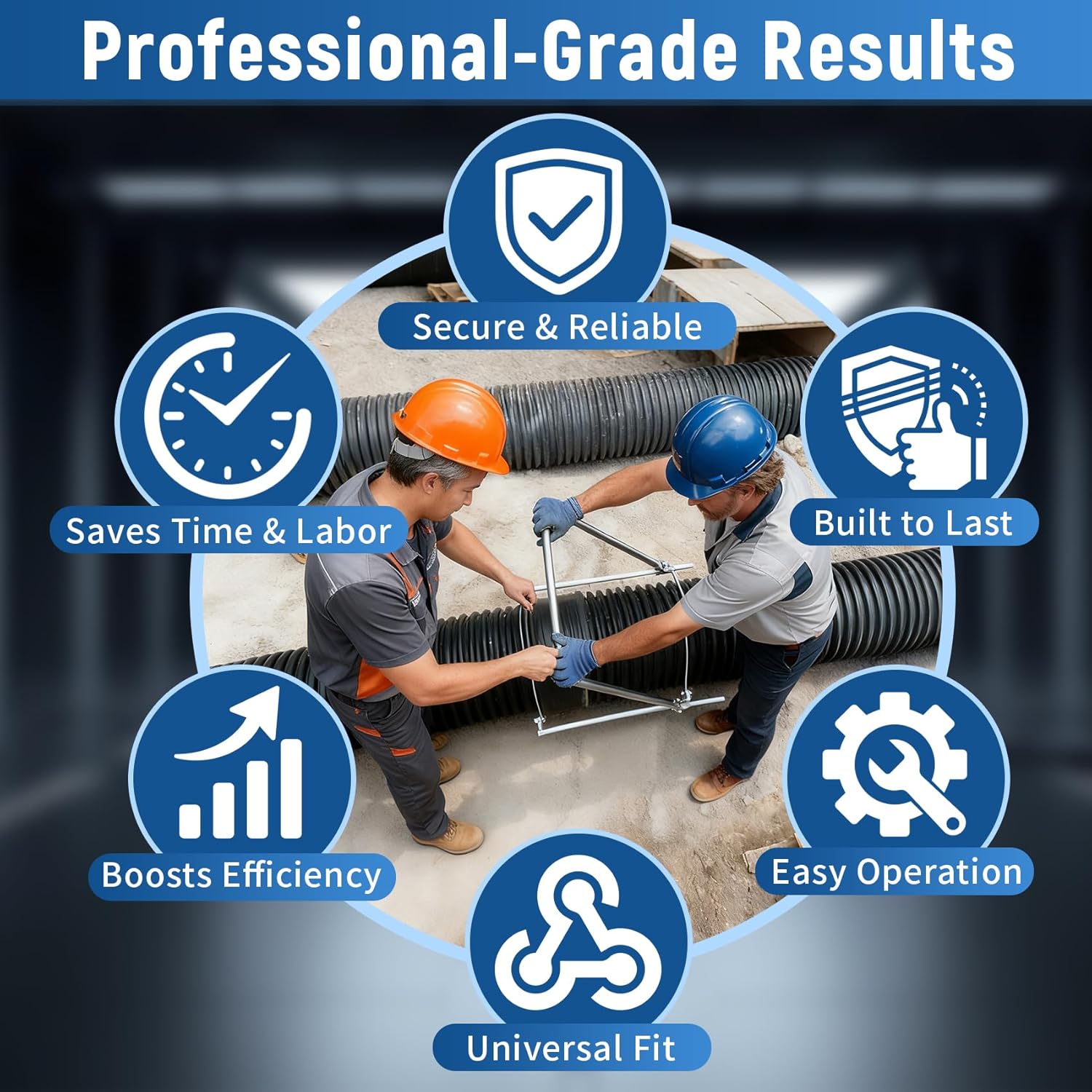 200-600mm HDPE Corrugated Pipe Tensioner, Heavy-Duty Manual Docking Pipeline Installation Tool, Universal Leak-Proof Pipe Clamp, Ideal for Sewer Drainage & Building Municipal Construction