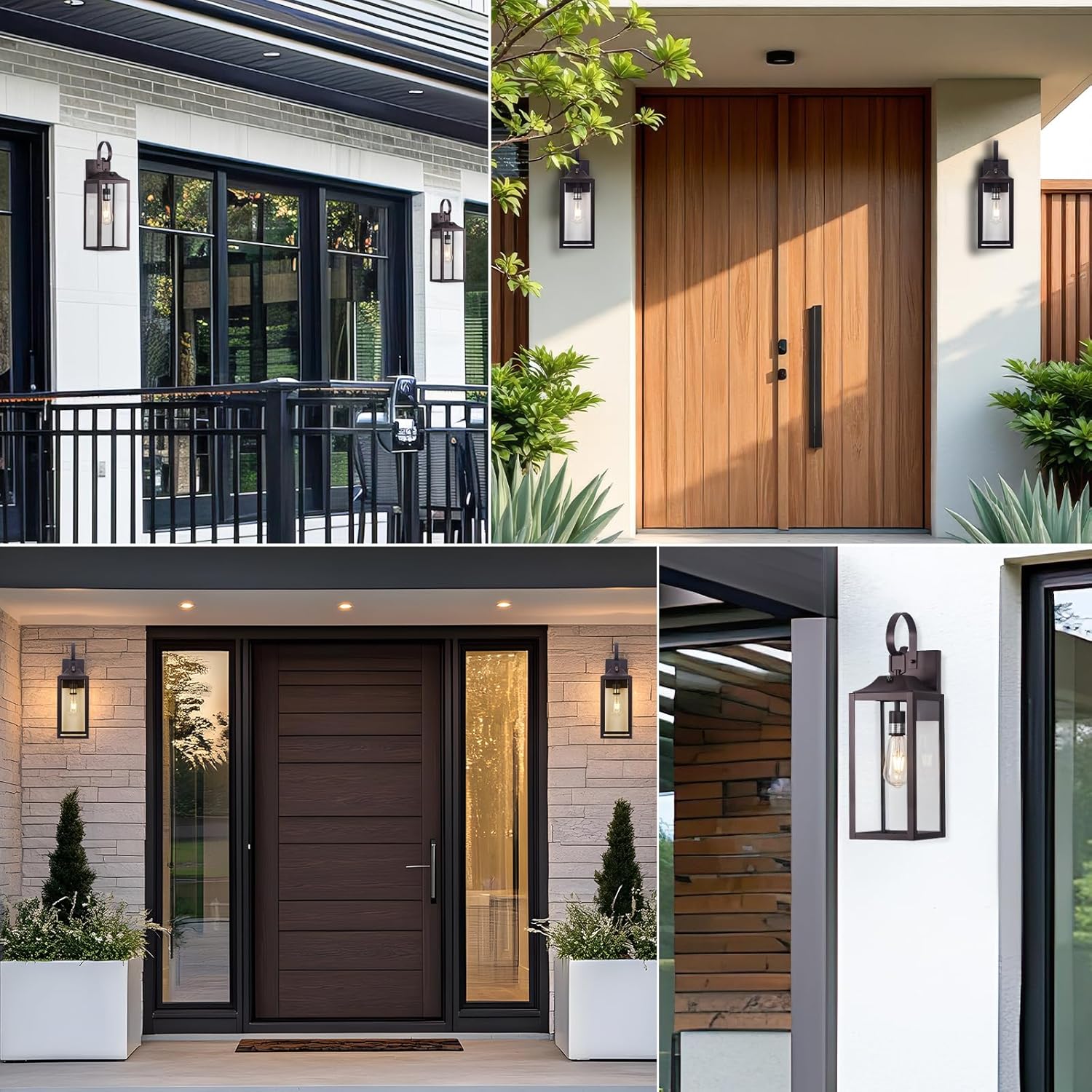 19" Dusk to Dawn Outdoor Lighting 2 Pack, Large Outdoor Wall Sconce Dusk to Dawn Sensor Wall Sconce Lamp, Anti Rust Bronze Dusk Till Dawn Porch Light for Doorway, Garage, Patio