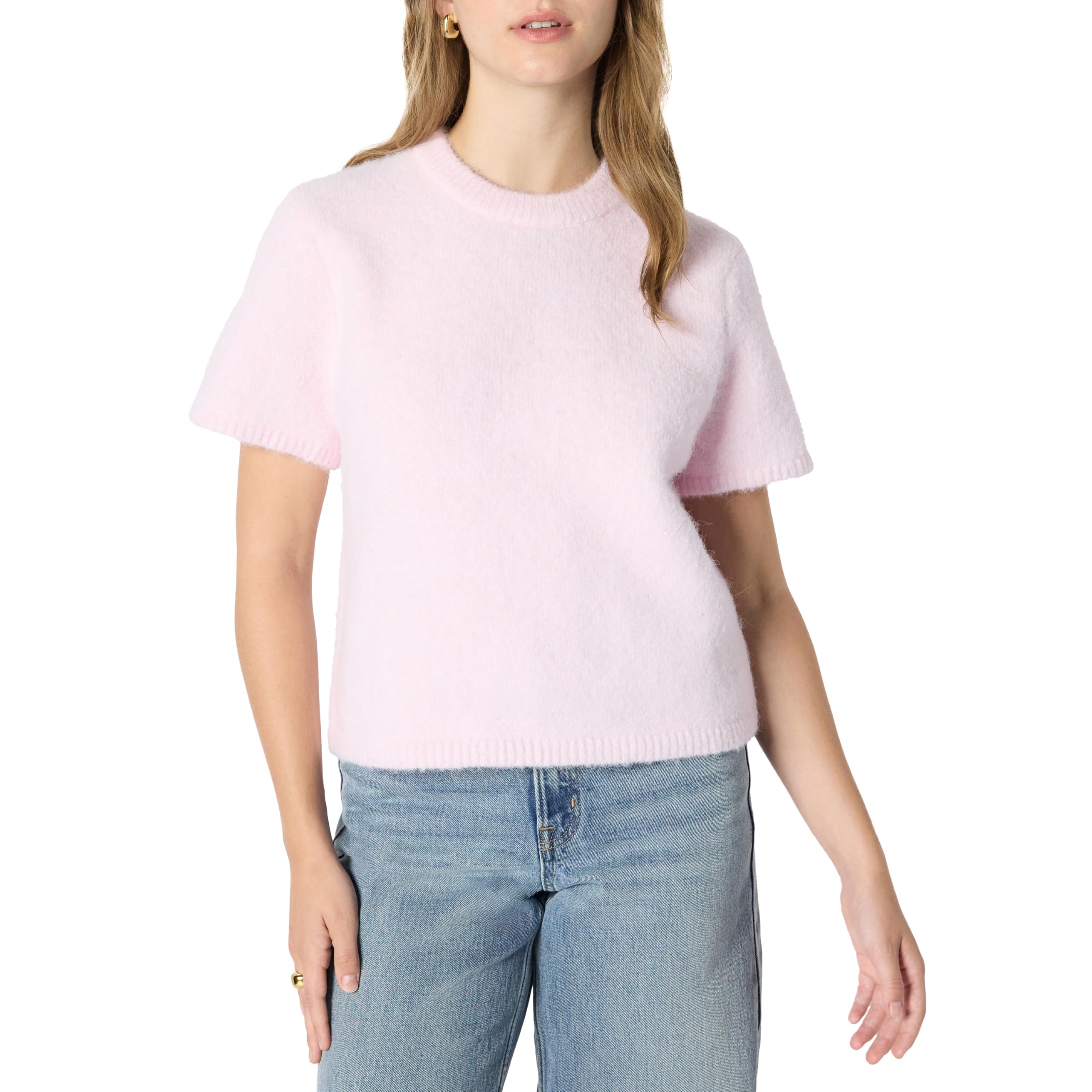 Amazon Essentials Women's Relaxed-Fit Faux Mohair Short Sleeve Sweater Top, Pastel Lilac, XX-Large