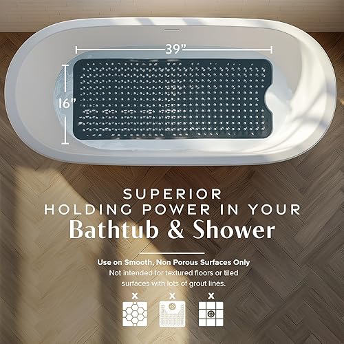 Miniatura 3 de SlipX Solutions Power Grip - Alfombrilla de seguridad para bañera, tecnología de agarre de precisión para una protección más larga, más fuerte y