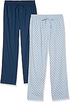Amazon Essentials Men's 100% Cotton Poplin Pajama Bottoms, Pack of 2 - Relaxed Fit Full-Length Sleep Pants