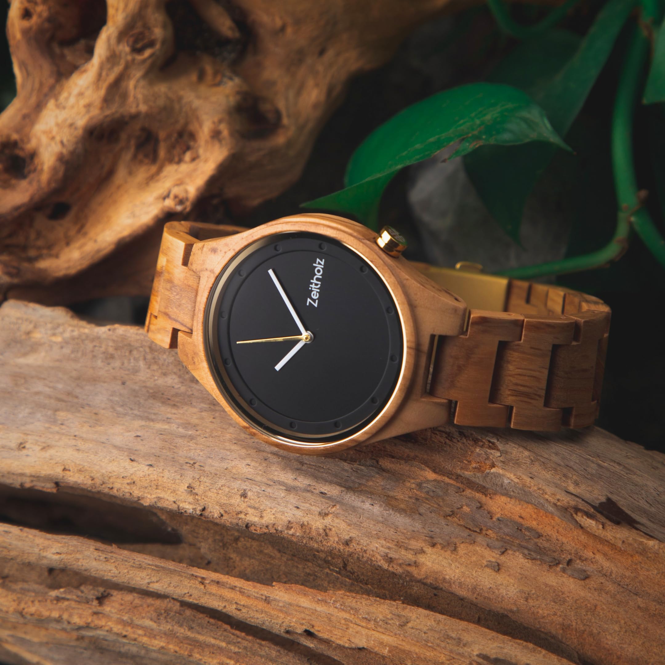 Holzuhr Damen, Armbanduhr, Holzband, Analog, Quarz, Neue Stolpen Kollektion 36mm, 100% Naturholz mit Japanischem Quarzwerk. Minimalistisches Und Sportliches Design